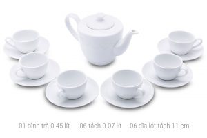 0.45 liter tea set (1 teapot, 6 cups, 6 cups liners)