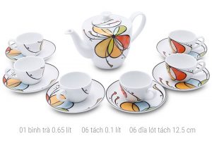 Tea Set 0.65 liters  (1 tea pot, 6 cups, 6 cups of liner)