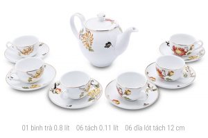 Tea Set 0.8L Camellia (1 teapot, 6 cups, 6 cups of lemon)