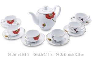 0.8 liter tea set (1 teapot, 6 cups, 6 cups liners)