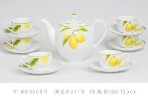 0.8L Camellia tea set (1 teapot, 6 cups, 6 cups of lemon)