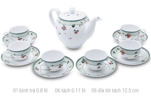 Tea Set 0.8L Camellia  (1 tea pot, 6 cups, 6 cups of tea)