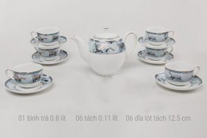 Tea Set 0.8L Camellia  (1 tea pot, 6 cups, 6 cups of tea)