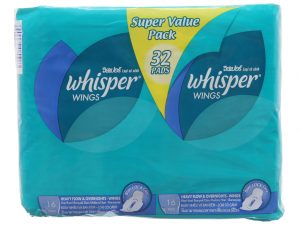 Sanitation Whisper Wings Super Value Pack 32 Pads