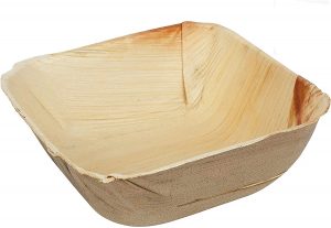 Palm Leaf Biodegradable Bowls 5 inch Square 25 pcs Compostable Bamboo and Wood Style Stackable Restaurant Grade Eco Friendly