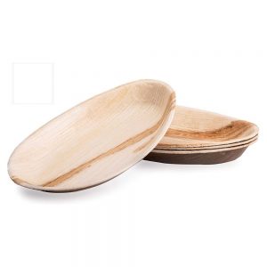 Palm Leaf Biodegradable Plates 10 inch Oval 25 pcs Compostable Bamboo and Wood Style Stackable Restaurant Grade Earth Friendly