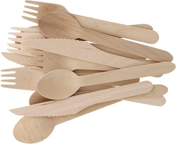 Bosnal Wooden Disposable Cutlery Set, 6.5 inch 1