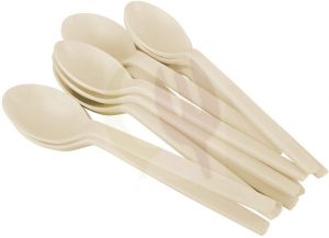 100% Biodegradable Cutlery – 50/Pack | Eco Friendly Compostable Tableware, Durable and Heat Resistant Cutlery, Beige