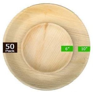 Palm Leaf Plates Pack of 50 Round Compostable Disposable Heavy Duty Large Dinnerware Set Eco Friendly Biodegradable Plates