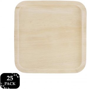 Palm Leaf Plates – 8 Inch Square Biodegradable Plates Disposable Party Plates from Areca Palm Leaves, 25 Pack