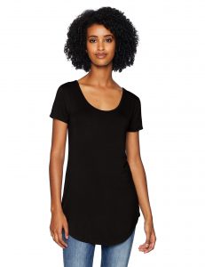 Sovina Brand Daily Ritual Womens Jersey Short Sleeve Scoop Neck Longline T Shirt