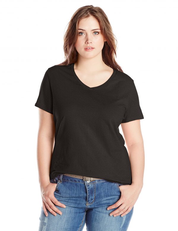 Just My Size Womens Plus Size Short Sleeve V Neck T Shirt (1)