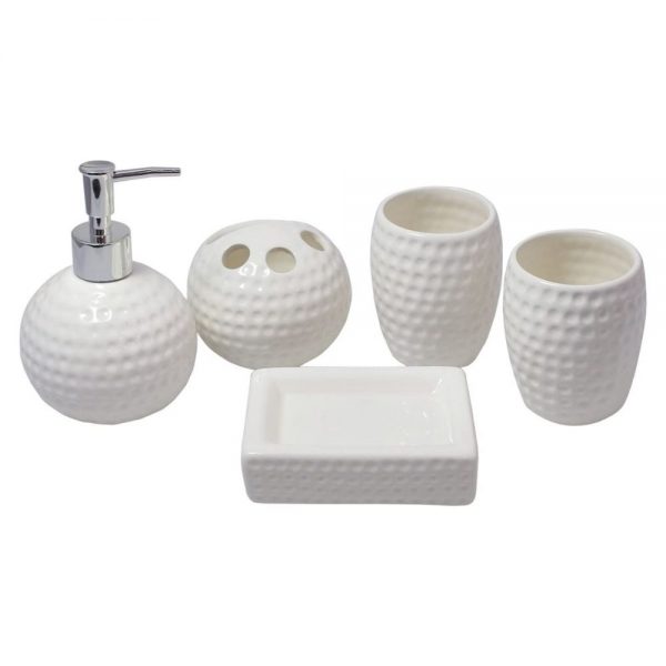 JustNile 5 Piece Trendy Ceramic Bathroom Accessory Set 1