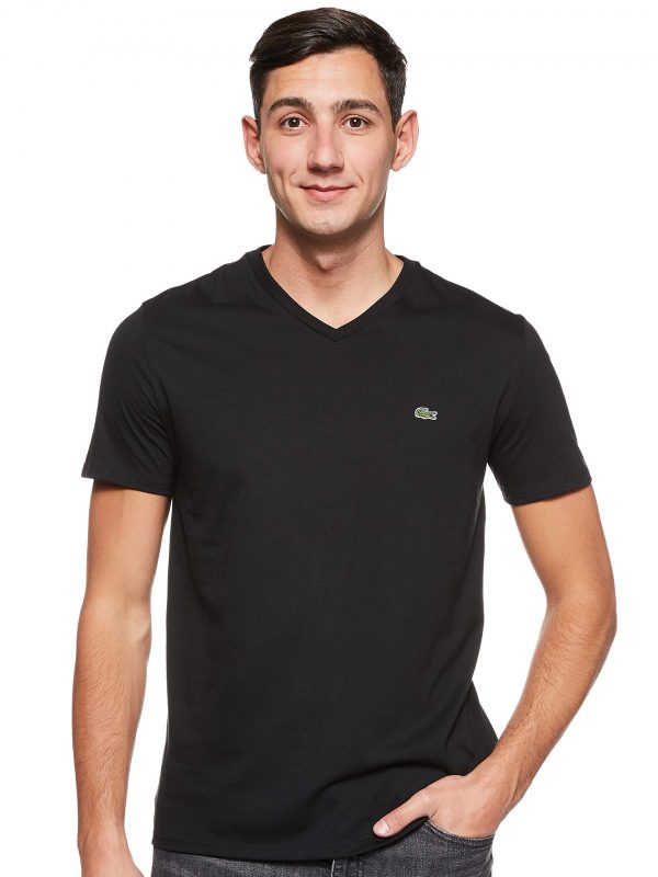 Lacoste Mens Short Sleeve V Neck Pima Cotton Jersey T Shirt (1)