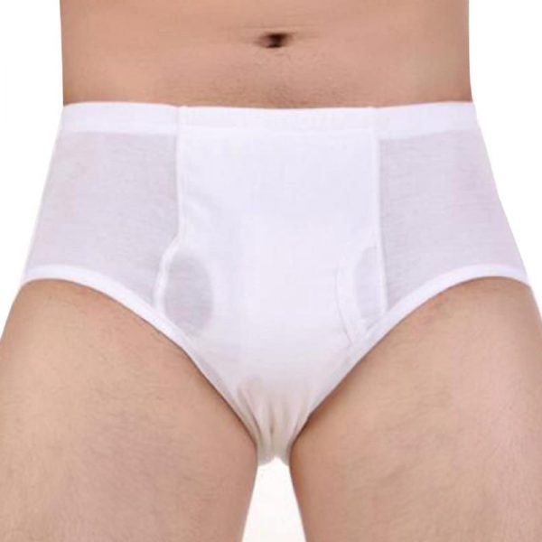 Mens Incontinence Briefs 3Packs Men’s Incontinence Underwear Cotton Washable Reusable Incontinence Underwear for Men Built in Cotton Pad (1)